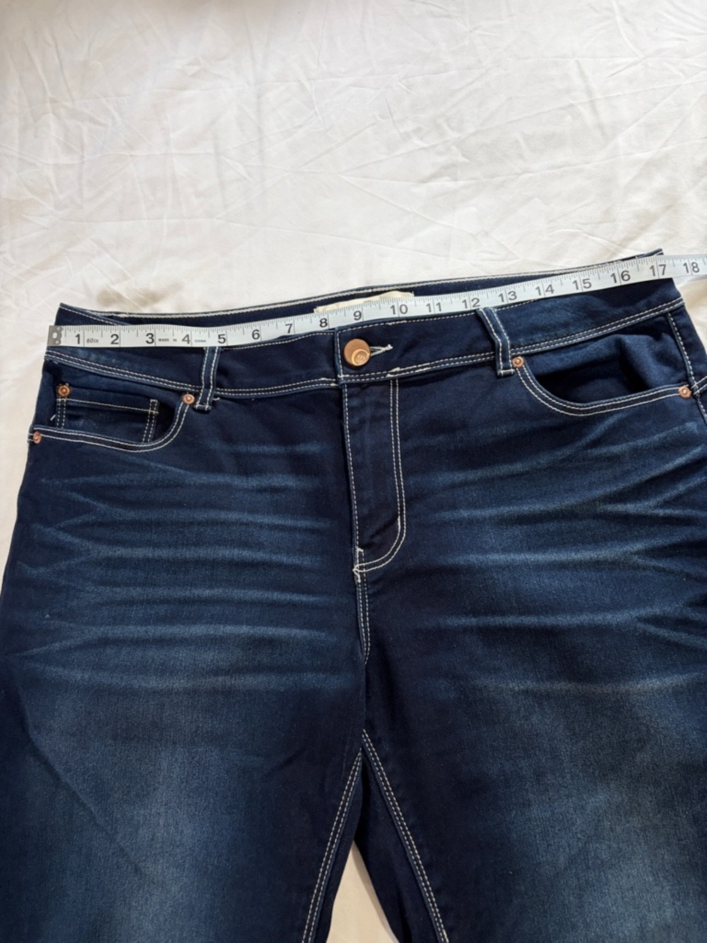 Cato Dark Indigo Denim Capris with Cuffed Hem - Picture 3 of 5